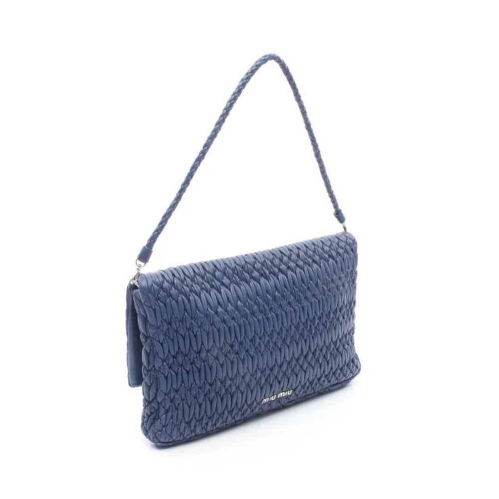 Miu Miu Matelasse CRYSTAL Shoulder NAPPA Bag Leather Blue